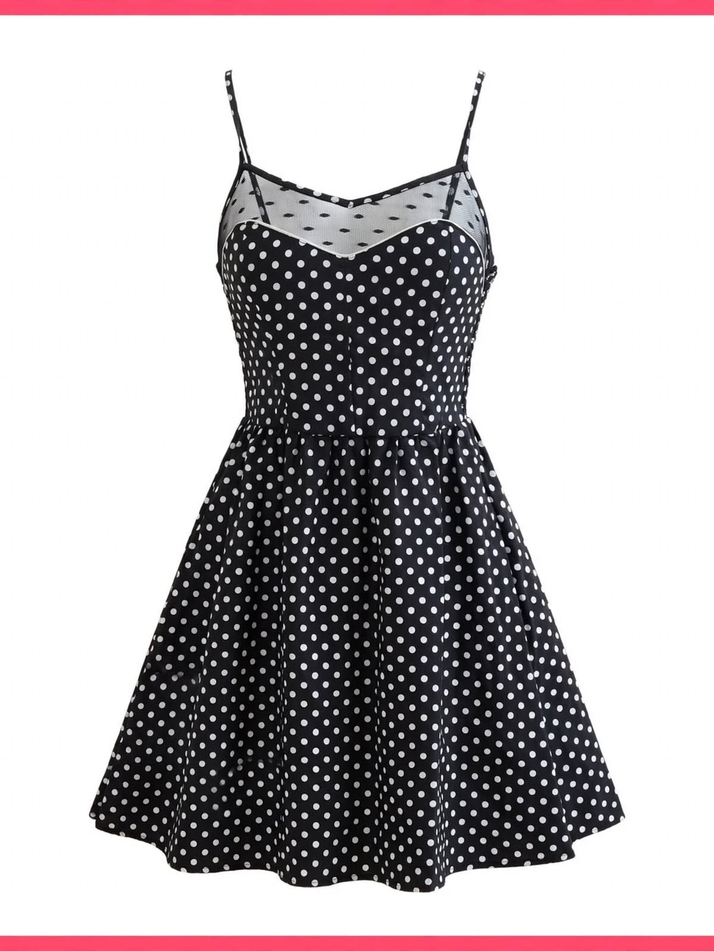 Xhilaration Dress S Black White Polka Dot Smocked Mesh Yoke Babydoll Mini
